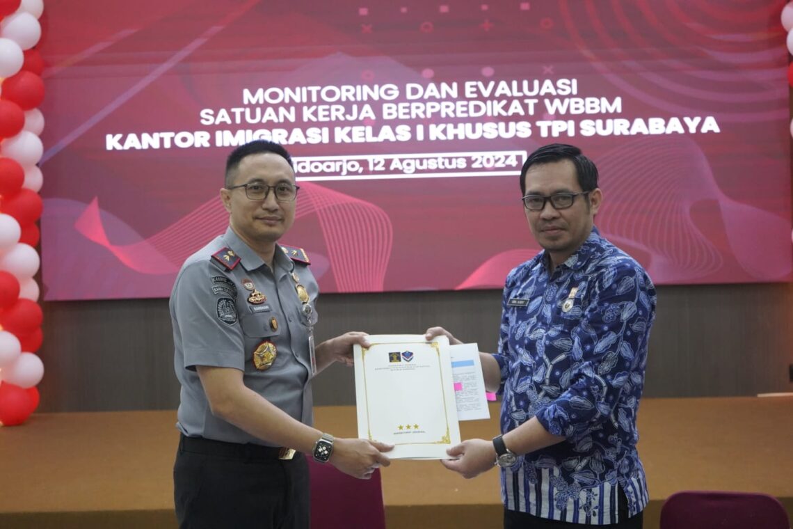 Kantor Imigrasi Surabaya Berhasil Pertahankan Predikat WBBM 