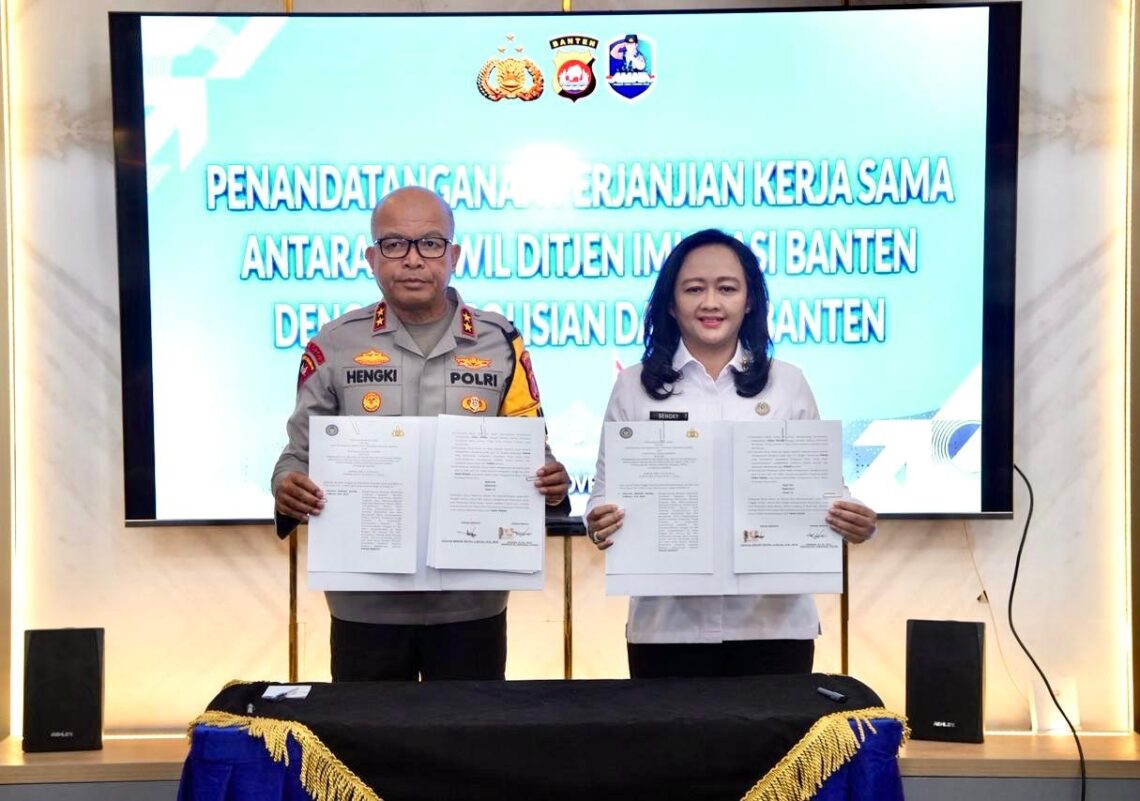 Kanwil Imigrasi Banten dan Polda Banten Tandatangani MoU PKS Desa Binaan Cegah TPPO dan TPPM
